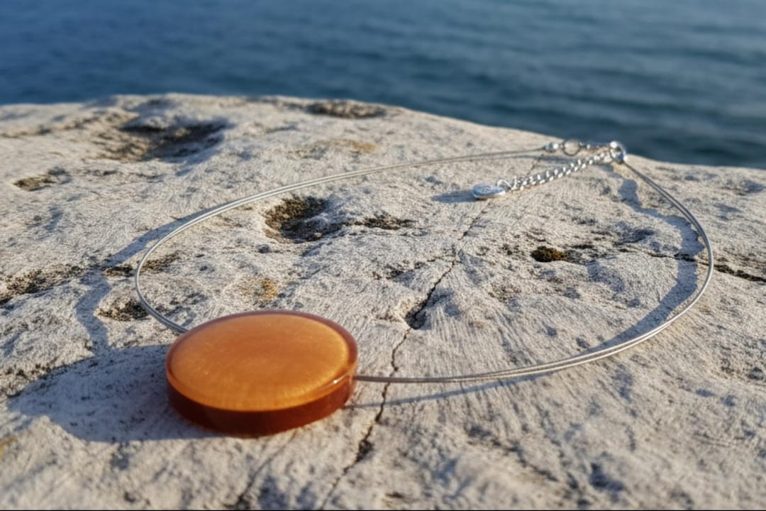 Capiz Shell Necklace • Single Round Pendant • 1.18