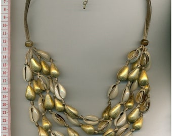 Halskette XL Statement, Halskette aus Naturmaterialien, Boho Halskette, chunky funky big necklace, handgemachter Unikatschmuck,  2221-2198