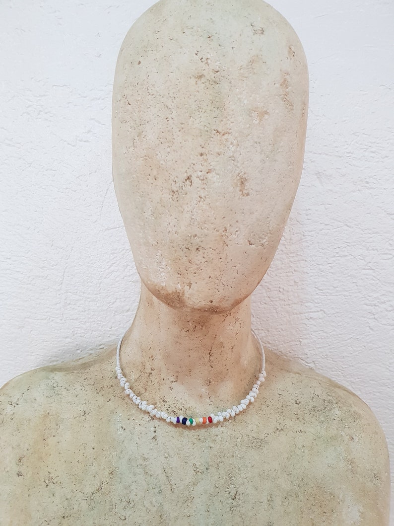 Pride Necklace Shells and Wood Men Women and Queers Wooden Beads, 45 cm / Boho Ethno, Beachwear, OBX Fashion, CSD Festival LGBT, BG2972 image 5