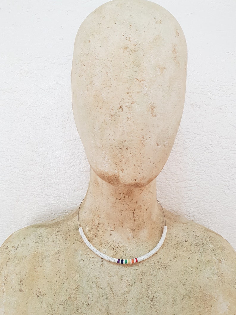 Pride Collection necklace with 5 mm shells and wooden beads, length approx. 45 cm / Surfer Beach, Boho Island Beachwear, OBX Fashion, LGBT, BG2894 image 3