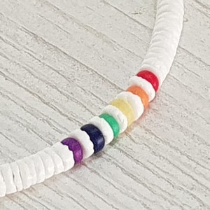 Pride Collection necklace with 5 mm shells and wooden beads, length approx. 45 cm / Surfer Beach, Boho Island Beachwear, OBX Fashion, LGBT, BG2894 image 4