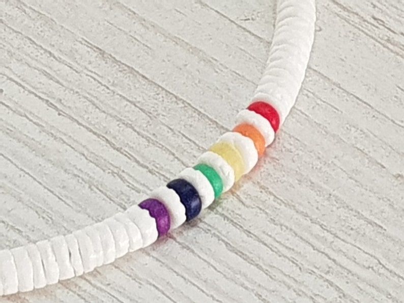 Pride Collection necklace with 5 mm shells and wooden beads, length approx. 45 cm / Surfer Beach, Boho Island Beachwear, OBX Fashion, LGBT, BG2894 image 4