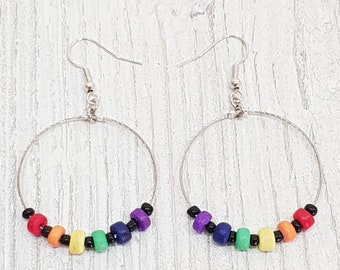 Boucles d'oreilles de fierté, LGBT Queers femmes hommes, bois de cocotier, vêtements de plage ethniques Boho, mode OBX, bijoux de surfeur, boucles d'oreilles en acier inoxydable CSD Festival BG2941