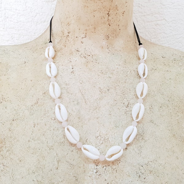 Shell necklace surfer necklace gemstones and cowrie shells approx. 42-60 cm, beach necklace / cowrie necklace OBX festival jewelry shell necklace 3082
