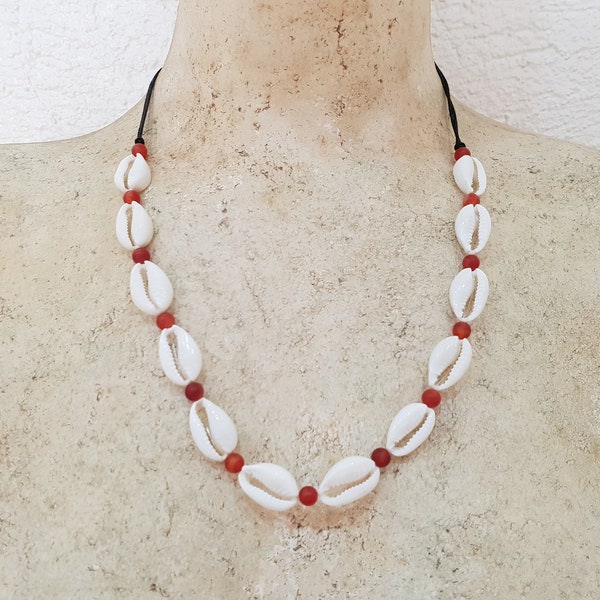 Shell necklace surfer necklace gemstones and cowrie shells approx. 42-60 cm, beach necklace / cowrie necklace OBX festival jewelry shell necklace 3084