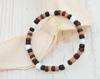 Surfer bracelet Howlite + wooden beads elastic / Surfer bracelet / Beach jewelry / Boho style, beach fashion, beach jewelry, OBX / BG3244