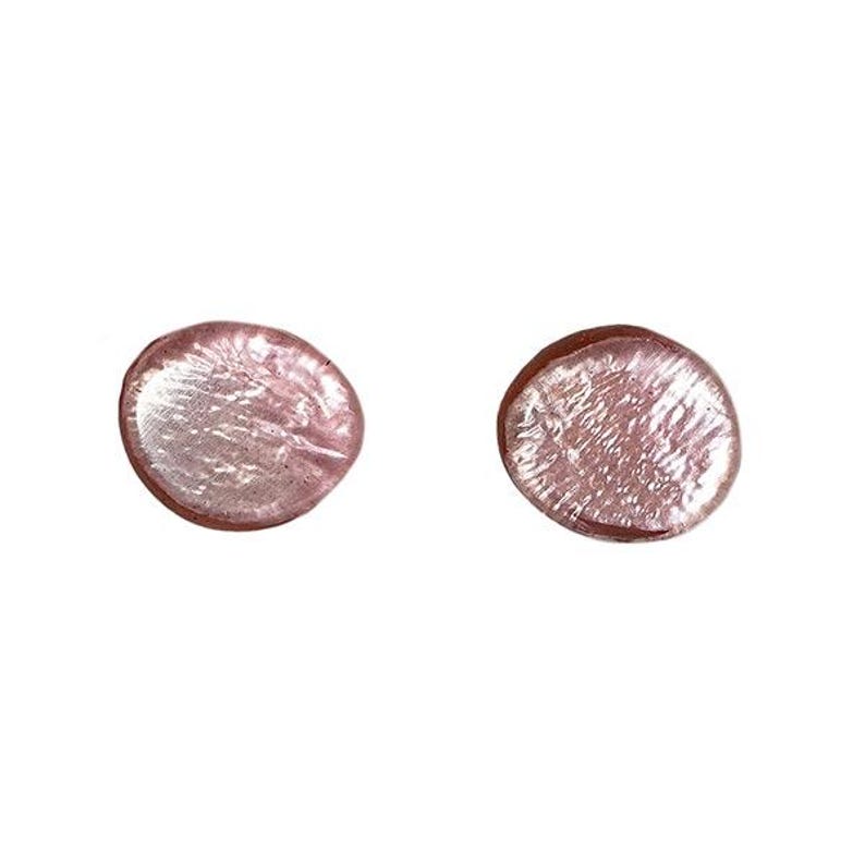 Handmade Capiz shell studs with smooth reflective surface