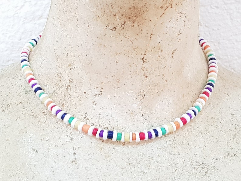 Collier Pride Collection avec coquillages de 5 mm et perles en bois, longueur environ 45 cm / Surfer Beach, Boho Island Beachwear, OBX Fashion, LGBT, BG2889 image 4