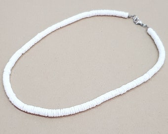 Collana da surfista Puka Shell 42 cm realizzata con conchiglie vere da 6 mm / Collana da surfista Maui Shell Gioielli da spiaggia / Stile Boho, Moda da spiaggia, Conchiglie Boho