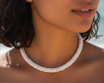 Puka‑Muschel‑Halskette 0,31" (8 mm) • Echter Muschel‑Surf‑Choker • Strand‑Schmuck • Maui‑Style • Verstellbare Längenoptionen + 1,5" (4 cm)