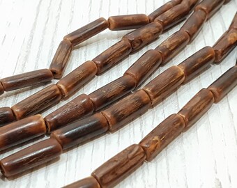 38 cm strand of 6 x 18 mm bamboo beads, hole approx. 1 mm, natural bamboo beads, Boho Bamboo Beads natural beads natural beads bio bamboo beads