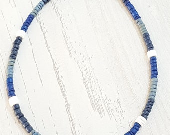 Surfer necklace made of coconut beads and real shells / shell necklace with wooden beads 42 cm / SL0317 / beach necklace / wooden necklace, shell necklace /