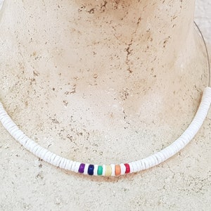 Pride Collection necklace with 5 mm shells and wooden beads, length approx. 45 cm / Surfer Beach, Boho Island Beachwear, OBX Fashion, LGBT, BG2894 image 5