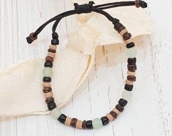 Surfer bracelet aventurine + wooden beads men's bracelet / surfer bracelet / beach jewelry / boho style, beach fashion, beach jewelry, OBX / BG3246