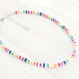 Necklace Pride Collection with 5 mm shells and wooden beads, length approx. 45 cm / Surfer Beach, Boho Island Beachwear, OBX Fashion, LGBT, BG2889 image 1