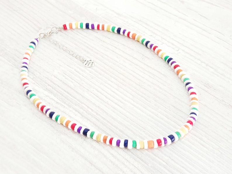 Necklace Pride Collection with 5 mm shells and wooden beads, length approx. 45 cm / Surfer Beach, Boho Island Beachwear, OBX Fashion, LGBT, BG2889 image 1