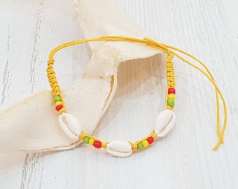 Surfer macrame shell beach bracelet, boho beachwear, OBX fashion, surfer jewelry, friendship bracelet, festival jewelry BG3133