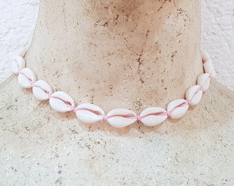 Collier de coquillages, collier surfeur / collier de coquillages avec cauris 42-60 cm bracelet en coton réglable / collier de plage / collier en bois, collier de coquillages 3050