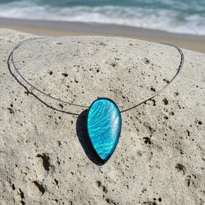 Teardrop Capiz Shell Necklace • Drop Pendant • 0.79" x 1.50" (20 mm x 38 mm)