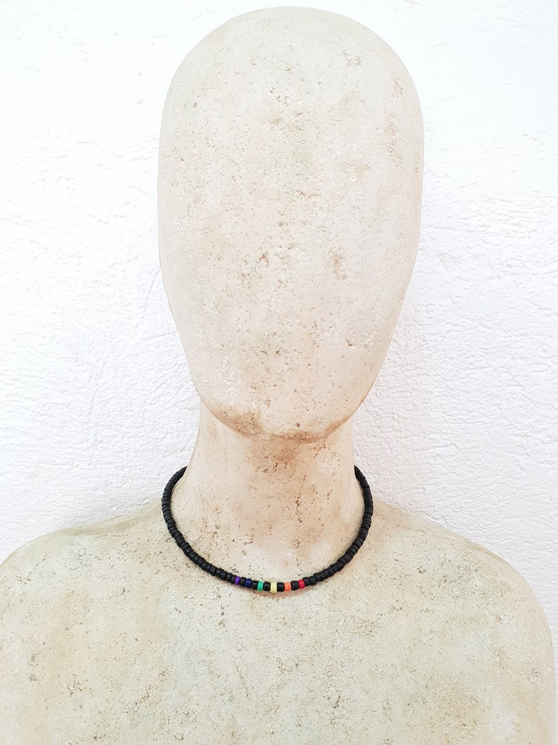 Pride necklace men women and queers with 5 mm wooden beads, 45 cm / Boho Ethno Beach, Island Beachwear, OBX Fashion, CSD Festival LGBT, BG2957 image 4