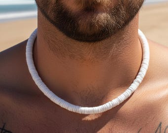 Puka Shell Necklace • White 0.31" (8 mm) Beads • 17" + 2" Extension • Nickel‑Free Lobster Clasp