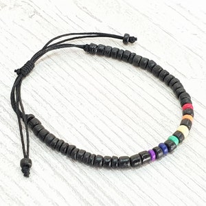 Pride Anklet, LGBT Queers Women Men, 5 mm Coconut, Boho Beachwear, OBX Fashion, Surfer Jewelry, Anklet 18-35 cm, CSD Festival BG2953 image 1