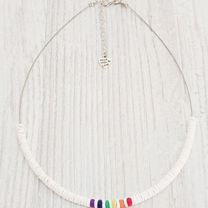 Pride Collection necklace with 5 mm shells and wooden beads, length approx. 45 cm / Surfer Beach, Boho Island Beachwear, OBX Fashion, LGBT, BG2894 image 2