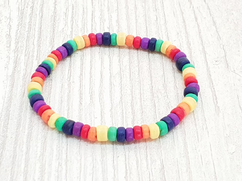 Surfer Beach Bracelet 5 mm, Pride Collection, Coconut Beads, Boho Beachwear, OBX Fashion, Surfer Jewelry, Friendship Bracelet, LGBT/ BG2898 image 2