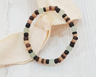 Surfer bracelet aventurine + wooden beads elastic / surfer bracelet / beach jewelry / boho style, beach fashion, beach jewelry, OBX / BG3243