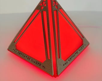 3D Printed Sith Holocron Lamp | Star Wars Inspired LED Light | Red Holocron Decor | Gaming Room Accent Light | Sci Fi Desk Lamp