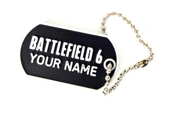 Personalized Battlefield 6 Gamer Tag Keychain – Custom 3D Printed Dog Tag Accessory