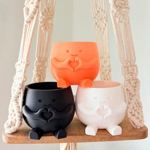 Vaso per piante a forma di cuore, mani e viso stampato in 3D, piccolo vaso per piante grasse, decorazione kawaii per la scrivania, per gli amanti delle piante