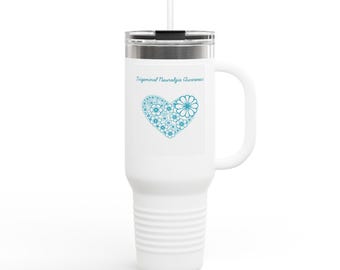 Floral Heart Pattern 40oz Travel Mug | Insulated Tumbler with Handle