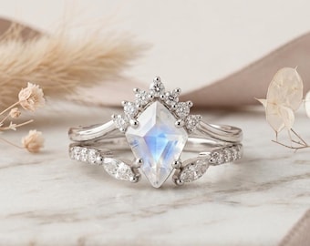 Moonstone Stacking Ring Set in Sterling Silver | June Birthstone Gift