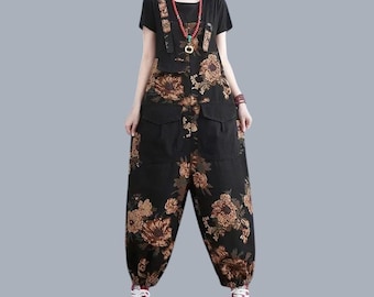 Mono vaquero vintage con estampado floral para mujer