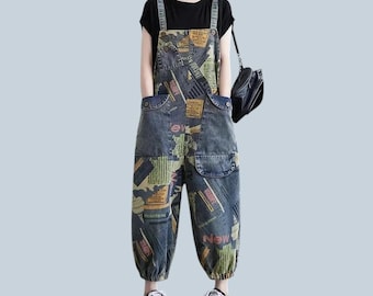 Mono vaquero vintage con estampado floral para mujer
