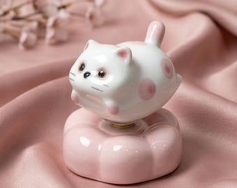Gepersonaliseerde keramische huisdiersculptuur, miniatuur dierenbureauornament, aangepast cadeau kattenliefhebber, handgemaakt woondecoratie spirituele genezing