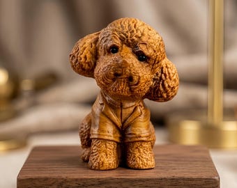 Handwerklich gefertigte Hundeskulptur, minimalistische hölzerne Spielzeugfigur, Haustier-Porträt-Verzierung, warmes Haus-Büro-Tabletop-Kunst, Geschenke für Freunde