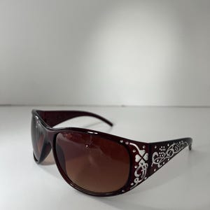 2000s Red Brown Black Frame Silver Detailed oversized Lens Sunglasses y2k festival concerts image 1