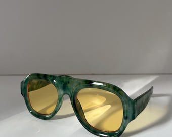 Retro thick  Frame Coloured  Lens Navigator Sunglasses Men Women aviator pilot shades