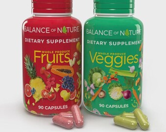 Balance of Nature Fruits & Veggies Whole Produce Dietary Supplement 180 Capsules