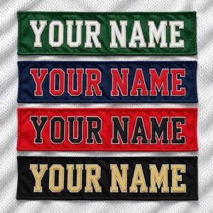 Individuell bestickter, glitzernder Namensaufnäher – Aufnähbares Namensschild für Trikots – Personalisiertes Pailletten-Namensschild für Fußballtrikots, Uniformen, Rucksäcke