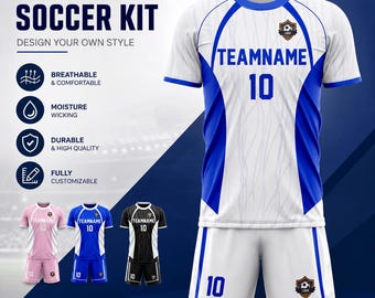 Maglia da calcio personalizzata per uomo, donna, bambini e neonati. Kit personalizzato con nome, numero, logo, immagine e uniforme della squadra.