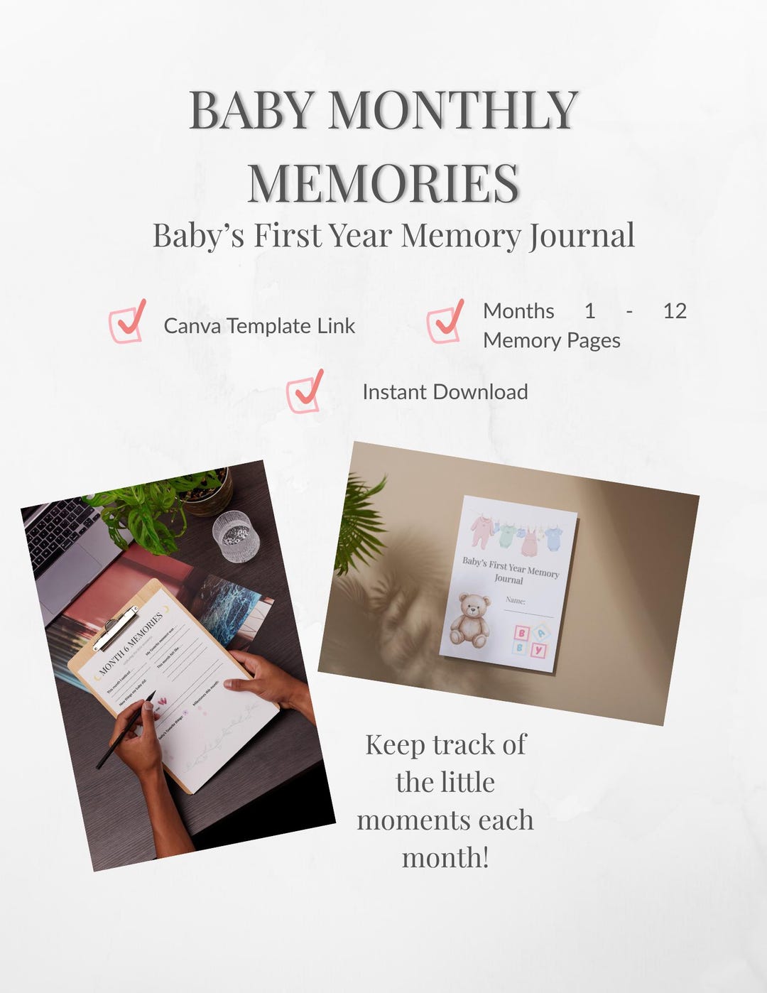 Baby’s First Year Memory Book Printable | Monthly Baby Journal PDF ...