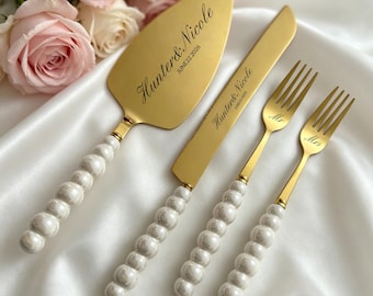 Hochzeitstorte Messer Set ， Benutzerdefinierte Tortenmesser Set ， Laser Gravur ， Hochzeitsgeschenk für die Braut ， Muttertagsgeschenk