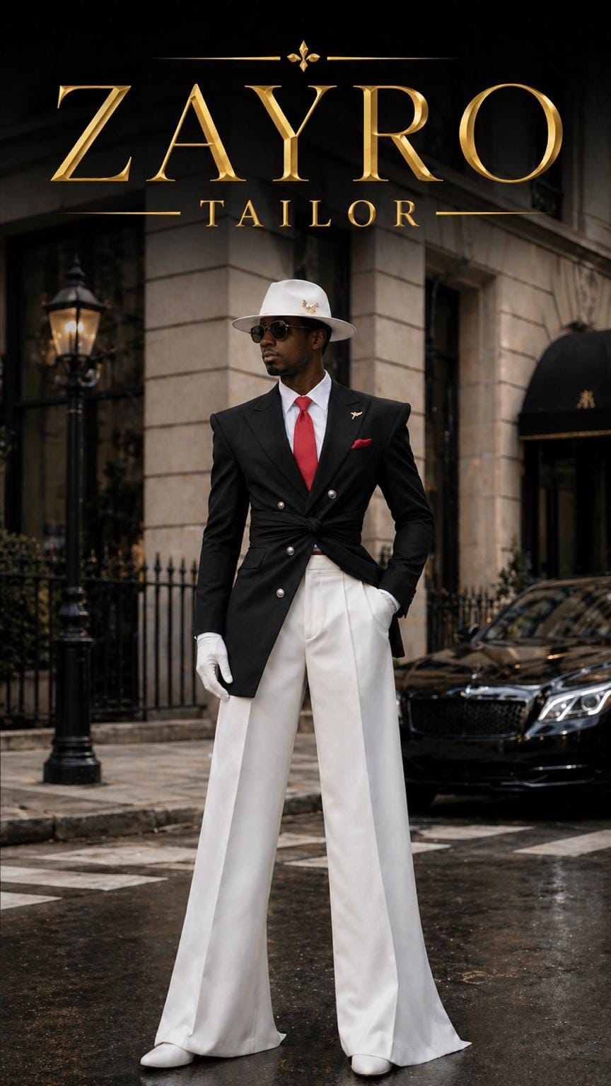Zayro Ropa Traje a medida de ZAYRO TAILOR: Blazer negro y pantalón blanco / Ropa ...