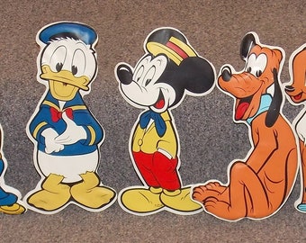 9 Very Rare Vintage 1963 Disney 3D Vinyl Wall Decorations Mickey Mouse Goofy, Bambi, Pluto, Donald Duck etc