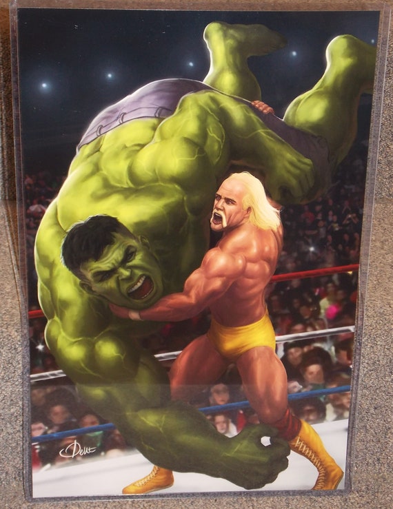 Hulk Hogan Vs Incredible Hulk Glossy Art Print 11 X 17 In Hard Etsy