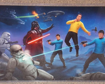 Star Wars vs Star Trek Glossy Art Print 11 x 17 In Hard Plastic Sleeve