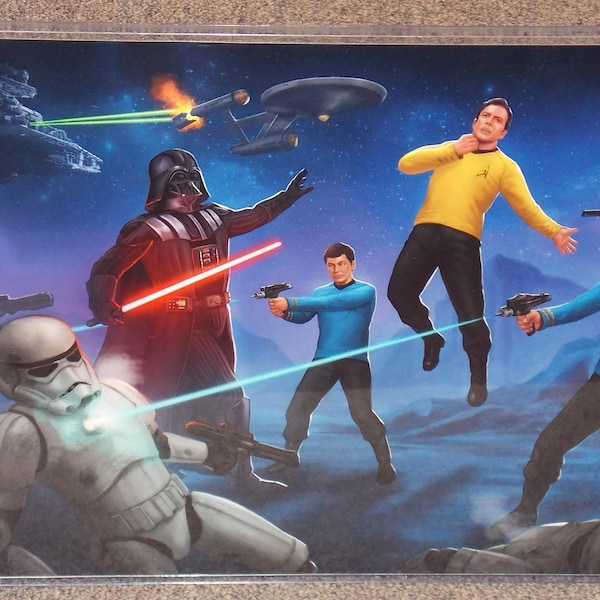 Star Wars vs Star Trek Glossy Art Print 11 x 17 In Hard Plastic Sleeve